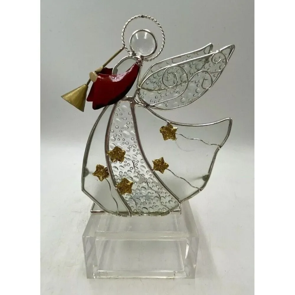 Angel & Trumpet Votive Glass Silver Plated Candle Holder International Silver Co